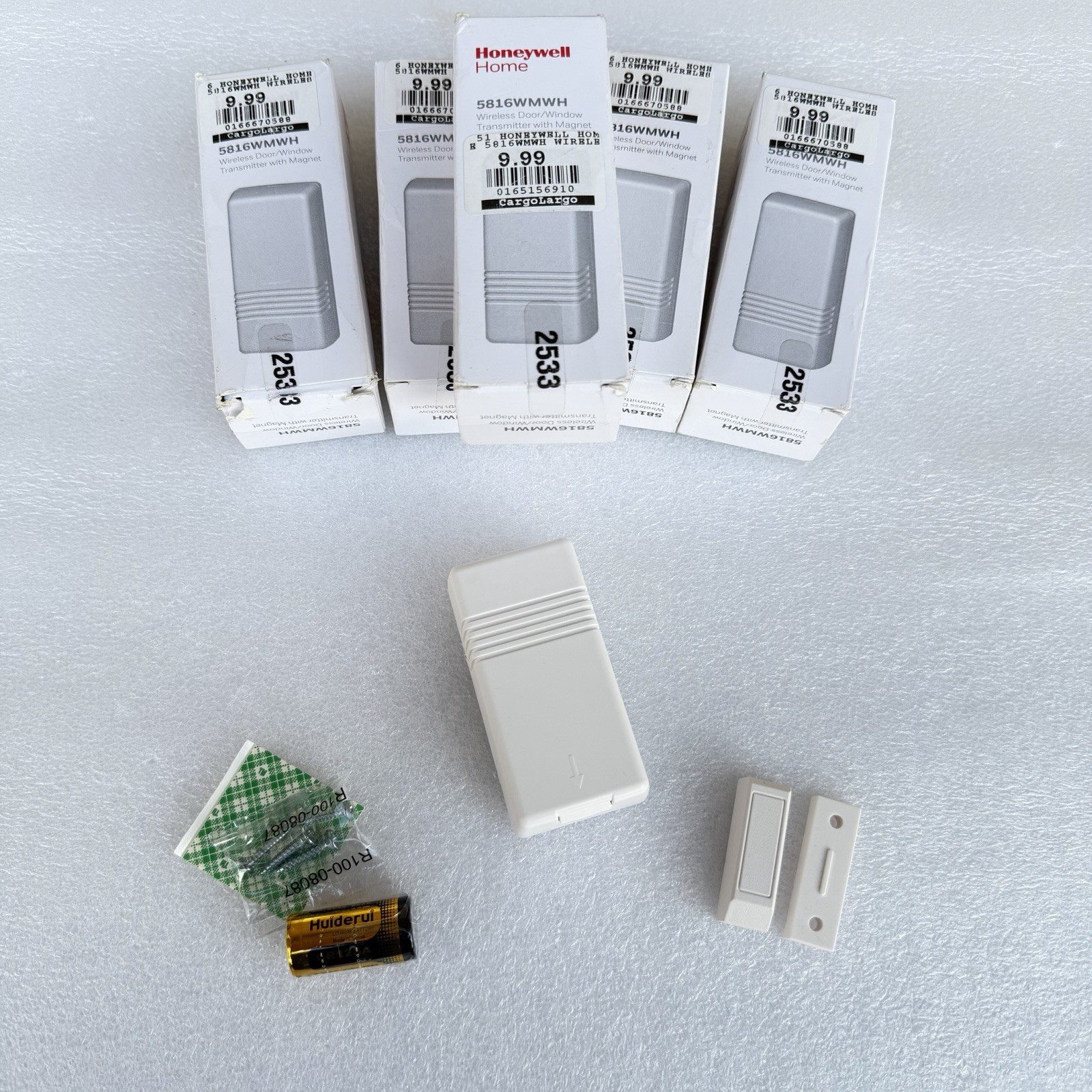LOT Of 5- Honeywell 5816WMWH Wireless Door/Window Transmitter & Magnet White NEW