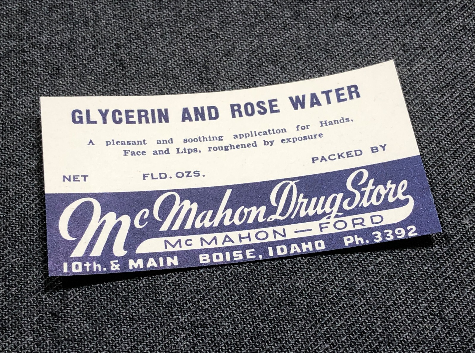 Vintage Unused Glycerin Rose Water Bottle Label Apothecary Medicine Pharmacy