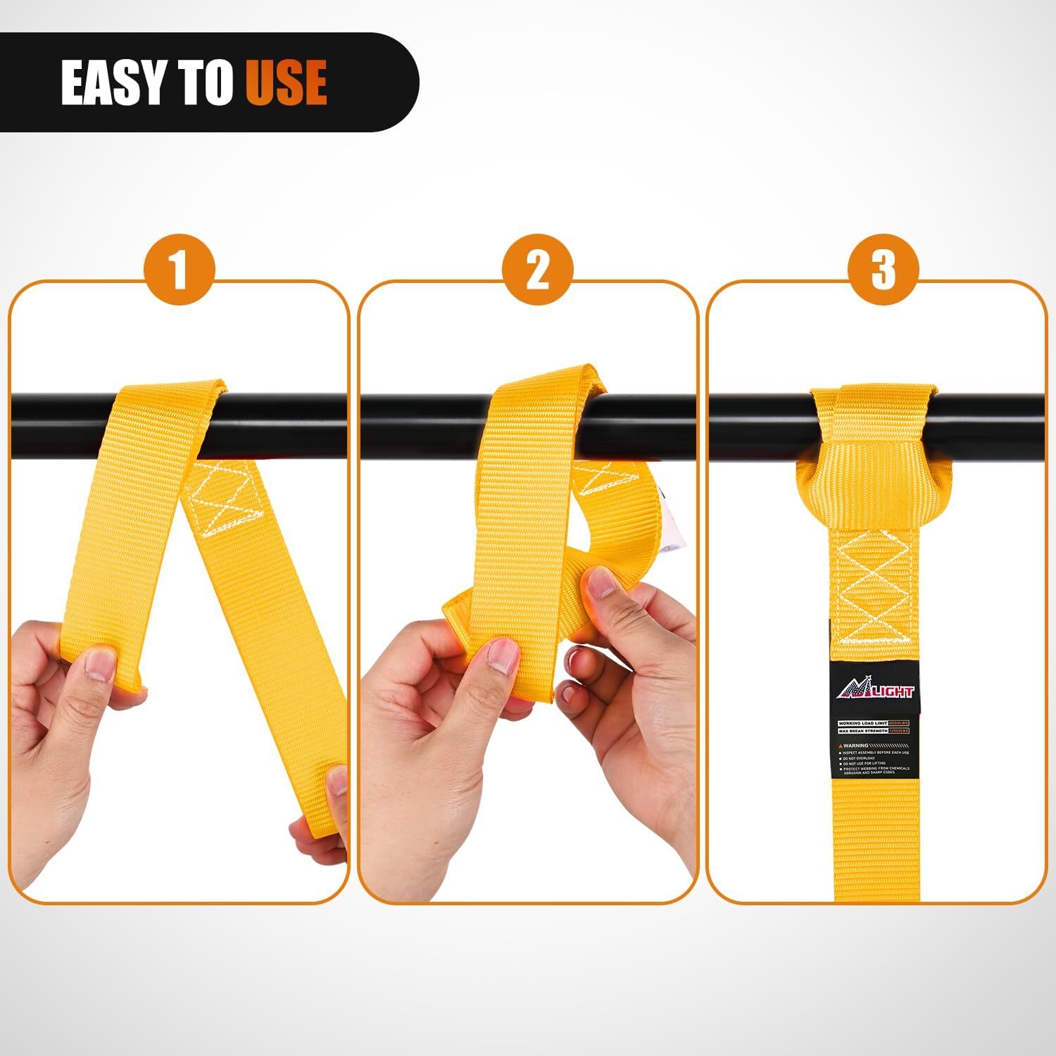 Nilight Motorcycle Tie Down Straps Max Break Strength 12000Lbs Yellow