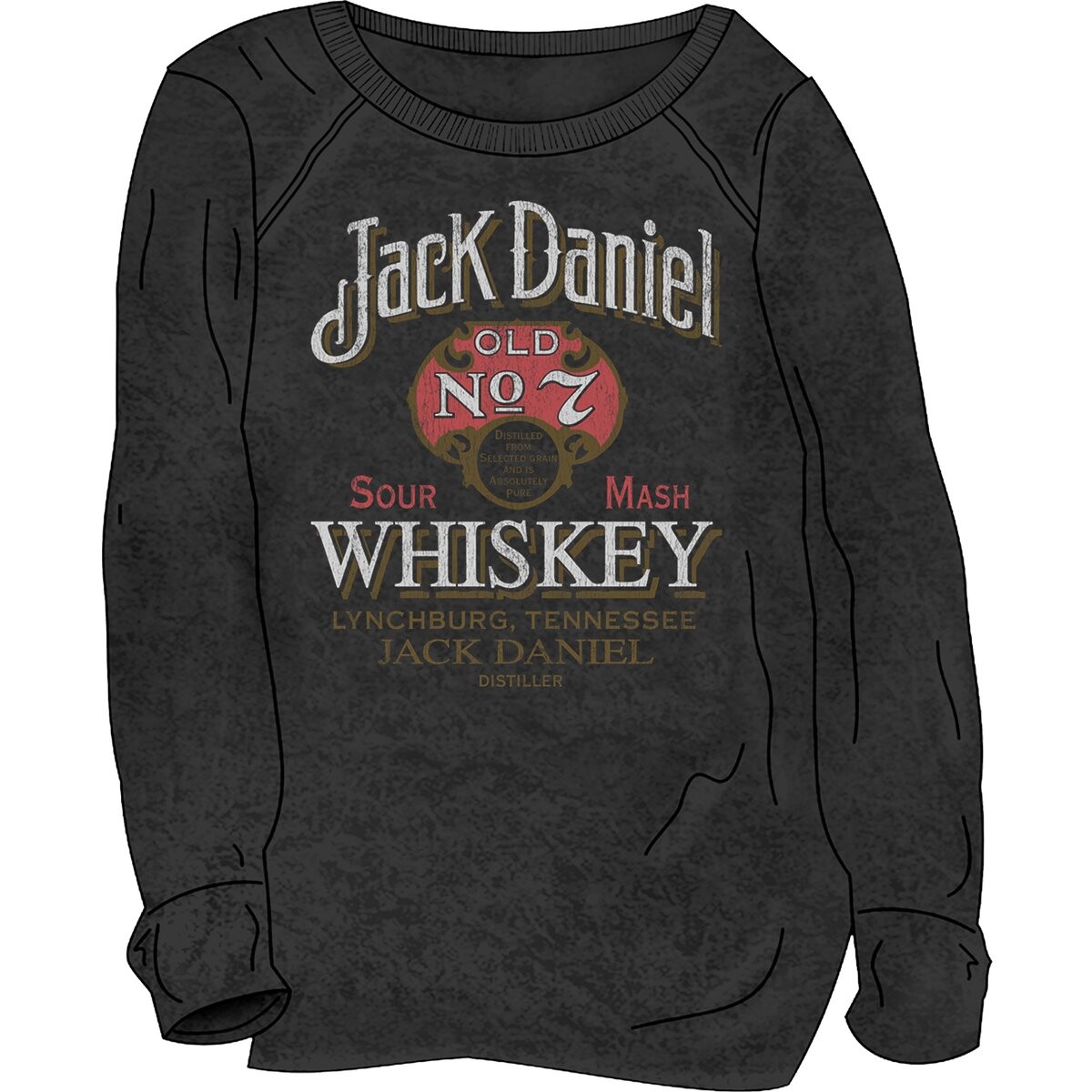 Jack Daniels Ladies Black Crew Neck Fleece Long Sleeve Shirt 02-94L