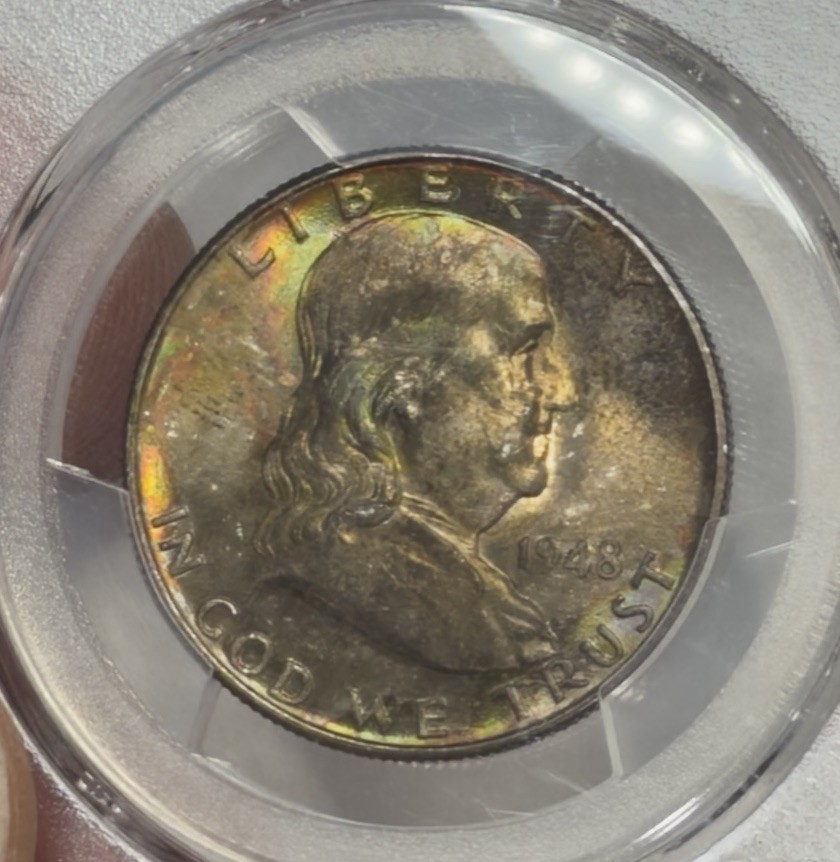 1948 50c Ben Franklin PCGS MS65FBL **  AE83347**Ridiculous Double Sided Toner!