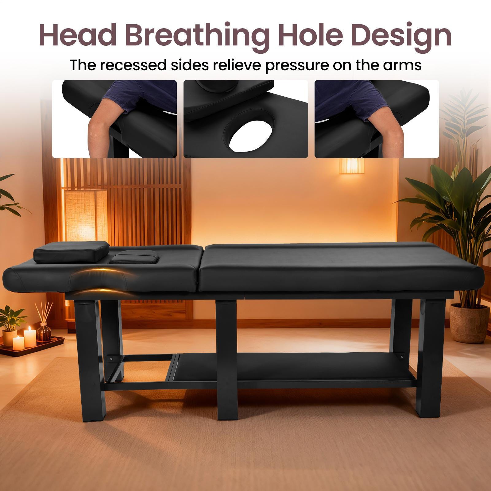 Professional Stationary Massage Table with Headrest