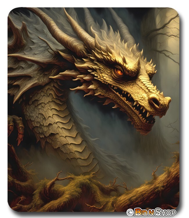 Mystical Woodland DRAGON - Mousepad / PC Mouse pad - Fantasy Art Dungeons GIFT