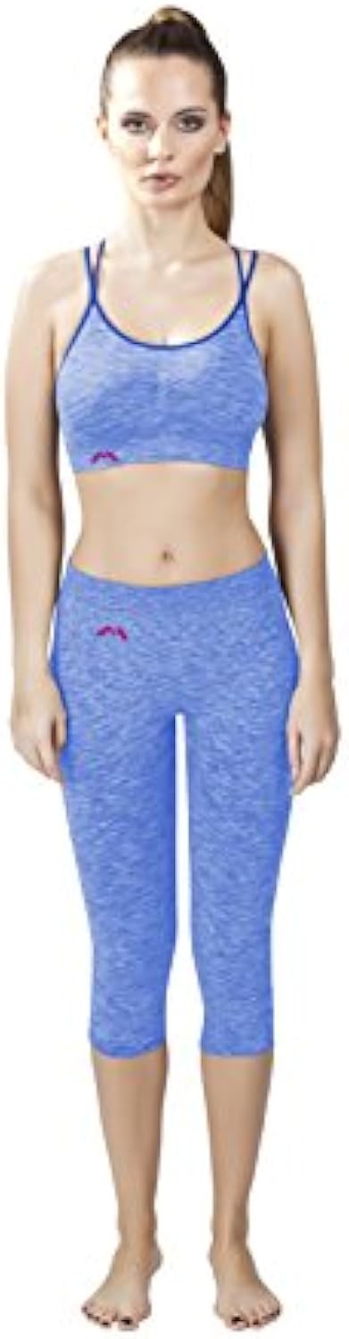 EMMITOU Ladies Top Duo Active, Fitness Clothing, Blue Melange, L,
