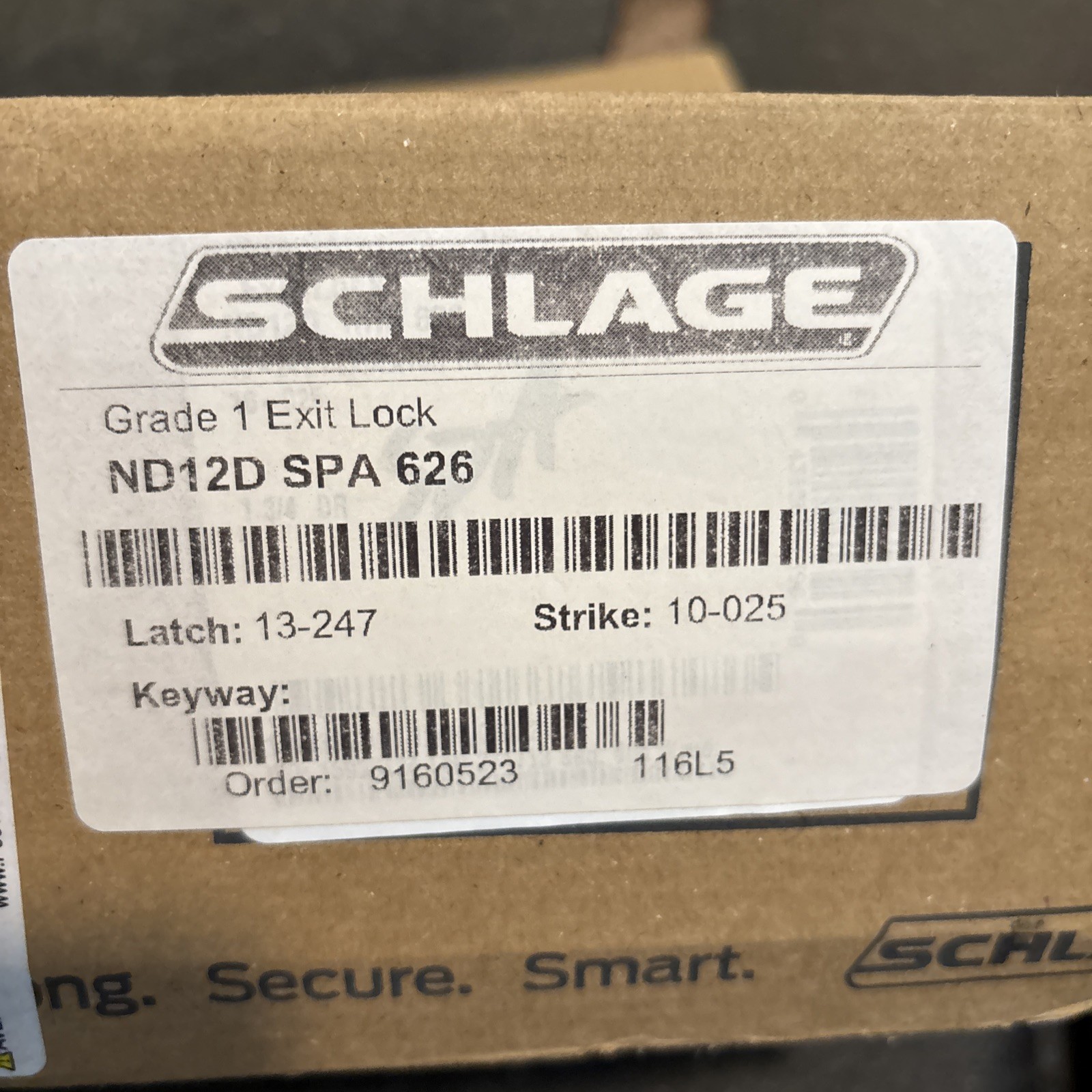Schlage ND12D SPA 626 Grade 1 Exit Lock Lever Non-Keyed Satin Chrome