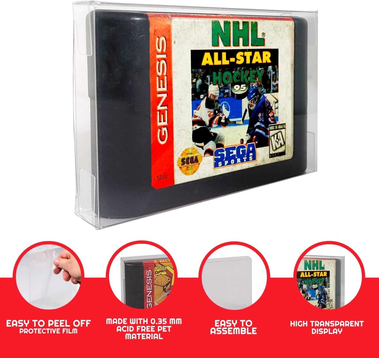 Video Game Case Protector compatible for Sega Genesis Cartridge - Bulk retail...