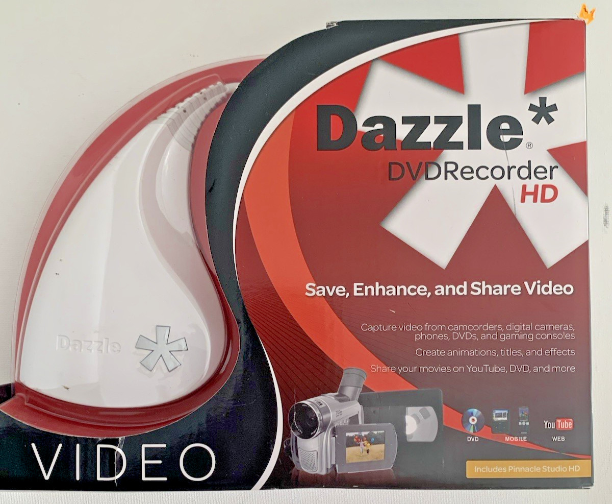 Dazzle DVD Recorder HD Save Enhance Share Capture Video includes Pinnacle Studio