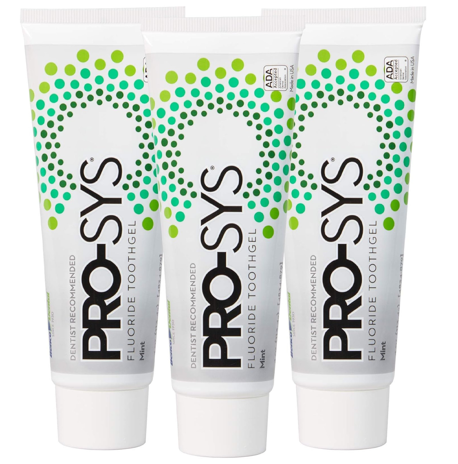 PRO-SYS® Mint Fluoride Toothpaste Gel, ADA Approved, 4 Ounce (Pack of 3)