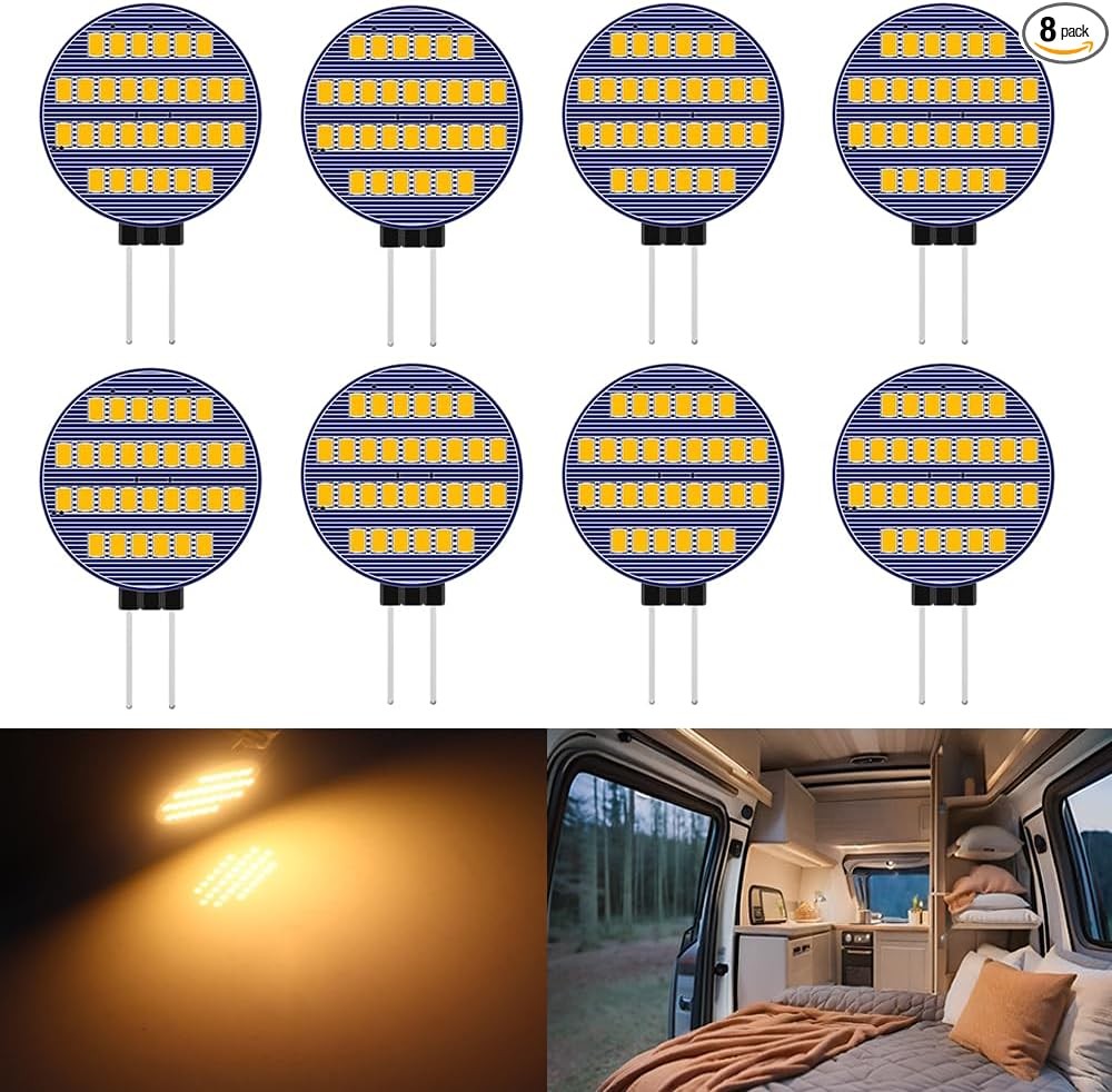 8-Pack G4 LED Bulbs 2016-30SMD Bright Warm White Color RV Ca Color: Warm White