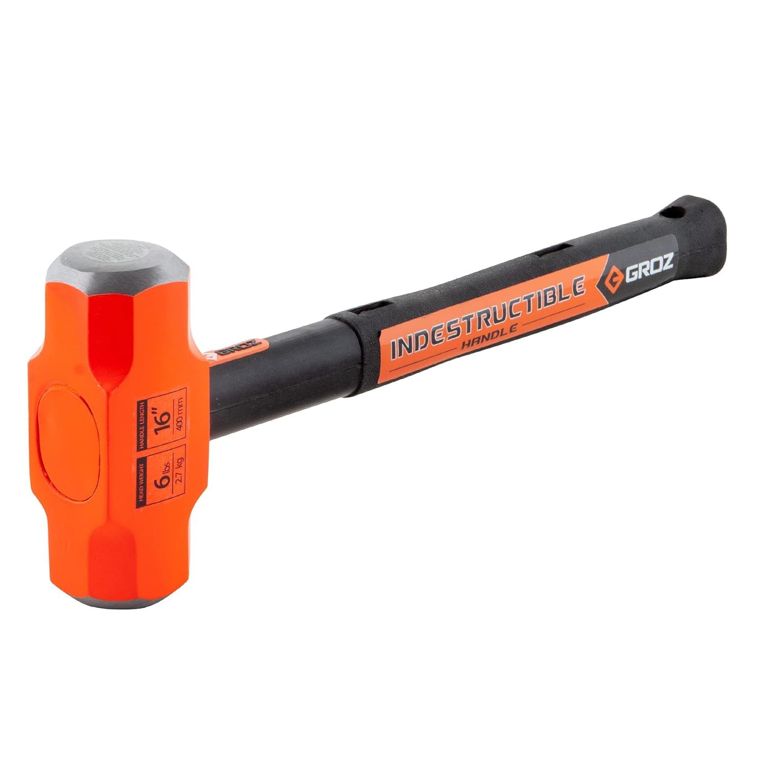 34521 Indestructible Sledge Hammer, 6-lb Head, 16-Inch Handle, Indestructible St