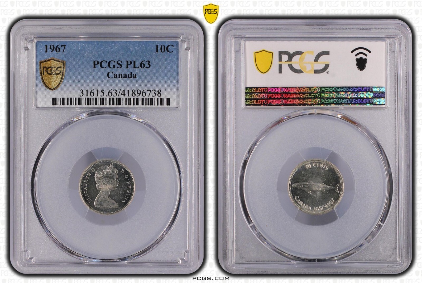 1967 Canada 10  Cents Silver Proof Like Coin - Centennial - KM# 67 - PCGS PL63