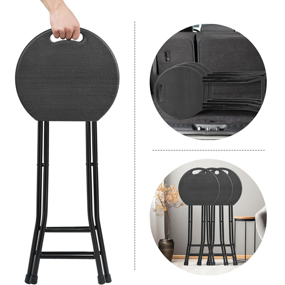 2Pcs 24 inch Tall Folding Bar Stool w/ Handle Portable Cushion Bar Seat 550lbs