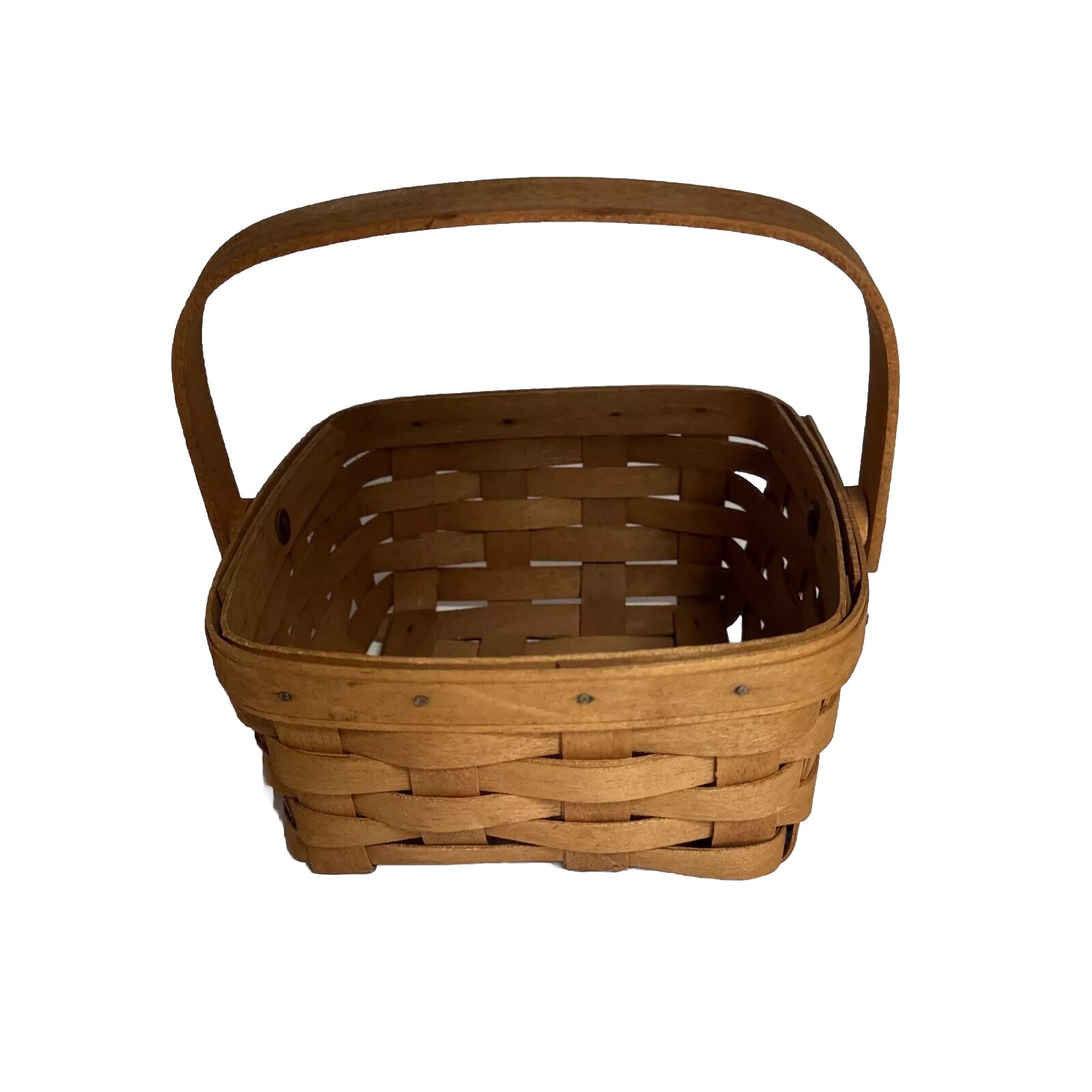 Vintage Longaberger 1995 Handwoven 7.25" Square Basket with Handle