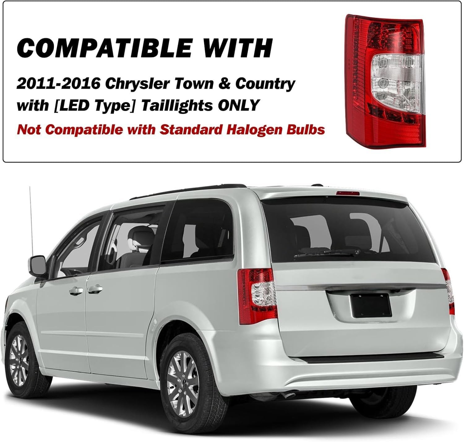 LED Tail Lights for 2011-2016 Town and Country Left Side 5182531AD
