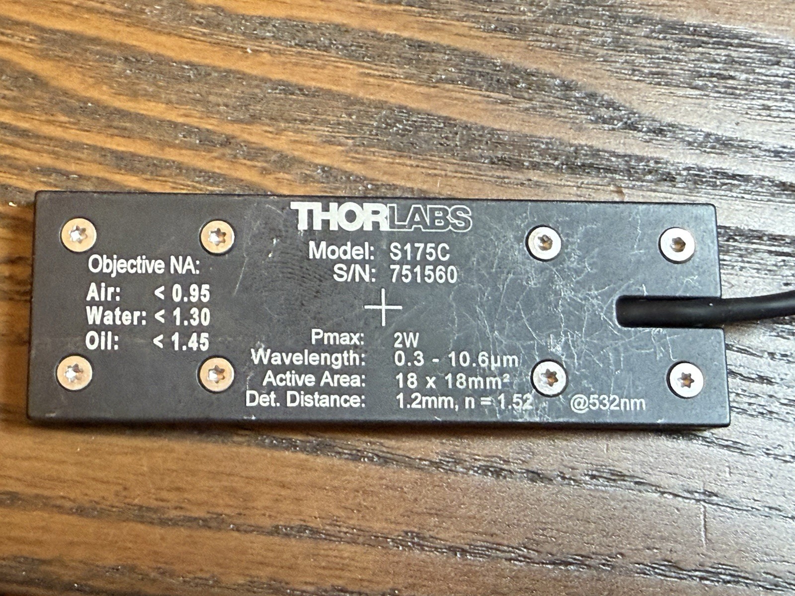 Thorlabs S175C Thermopile microscope slide detector