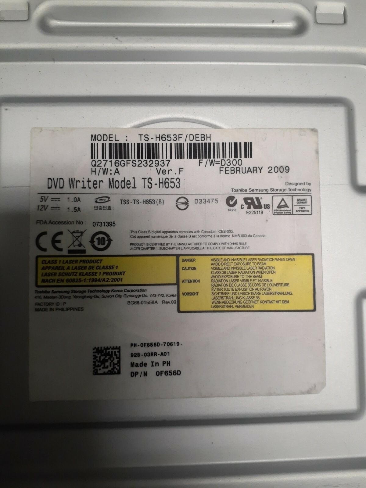 (2) TOSHIBA SAMSUNG 0F656D DVD Writer TS-H653F/DEBH Drive VER F TS-653