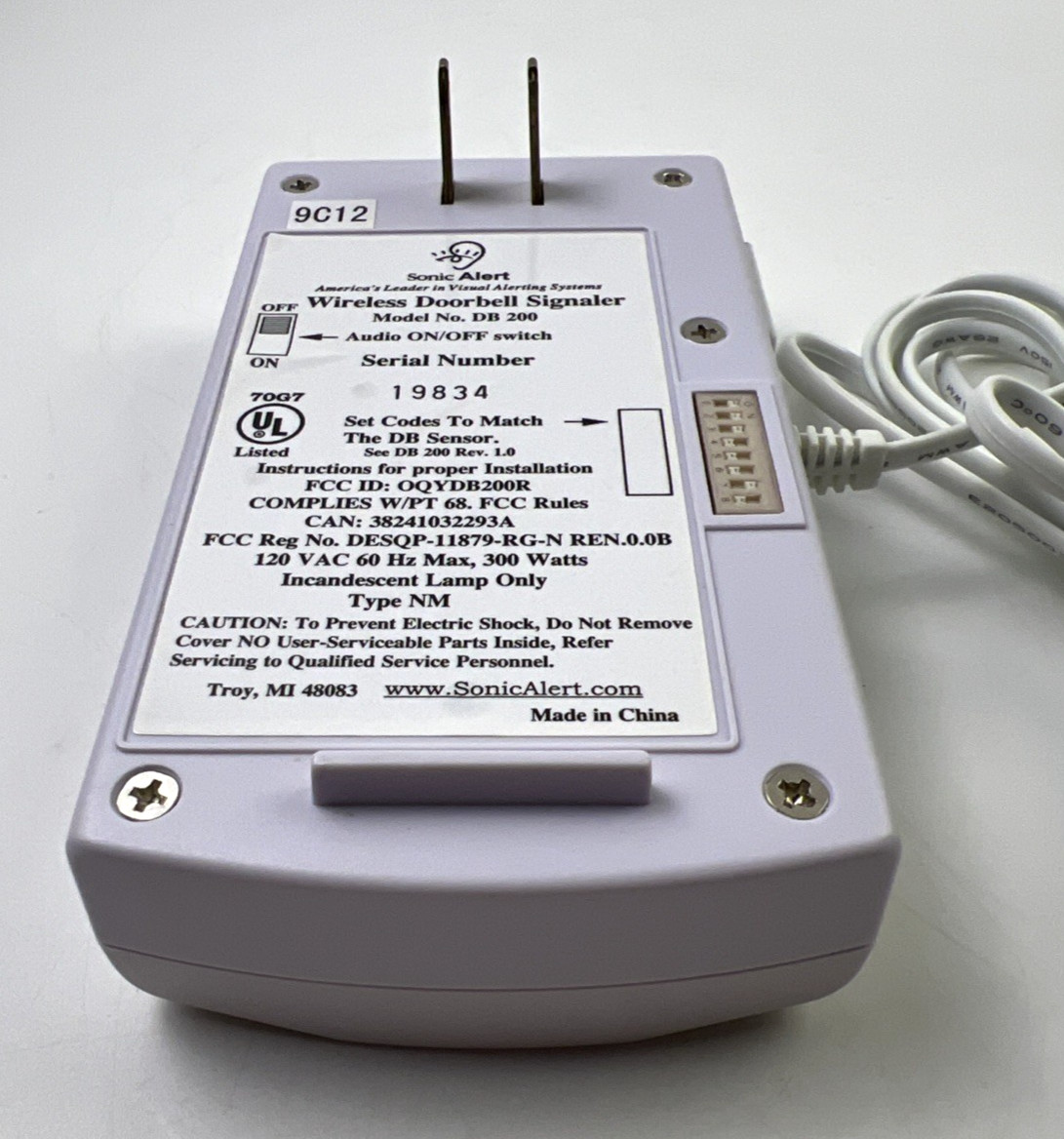 Sonic Alert DB200 Wireless Doorbell Signaler Transmitter