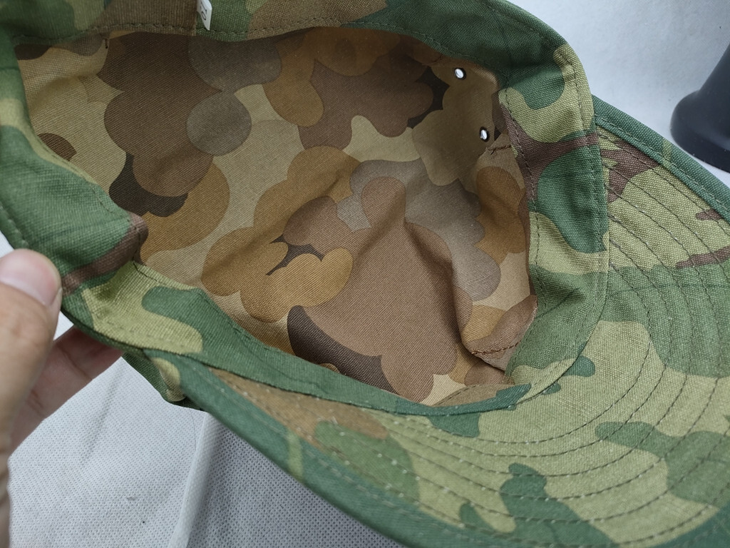 WW2 US MITCHELL OCTAGONAL CAP VINTAGE USMC CAMOUFLAGE MARINE CORPS FIELD HAT L