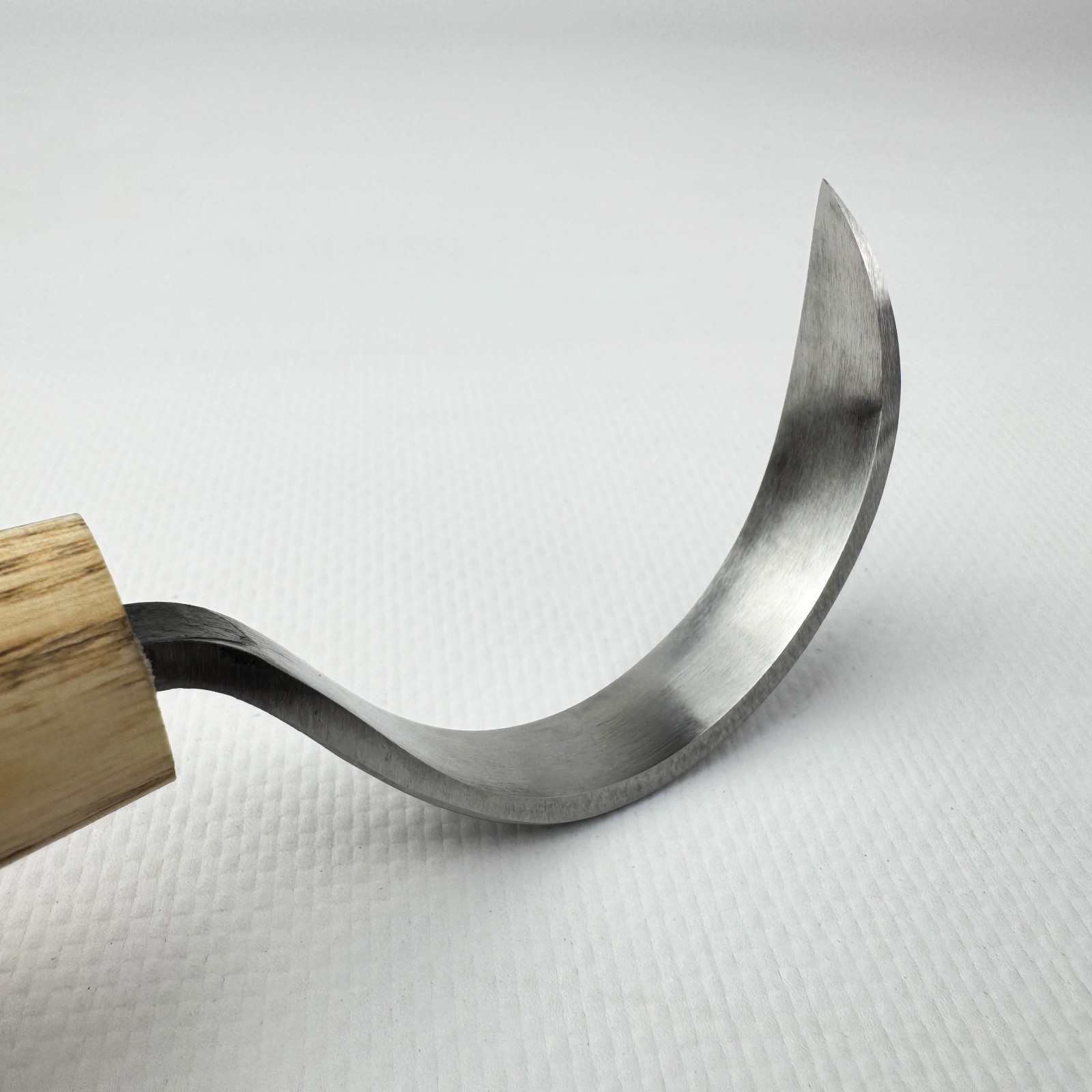 Long Hook Knife – Hand-Forged 52100 Steel, Ash Handle, Sheath, For Spoon Work