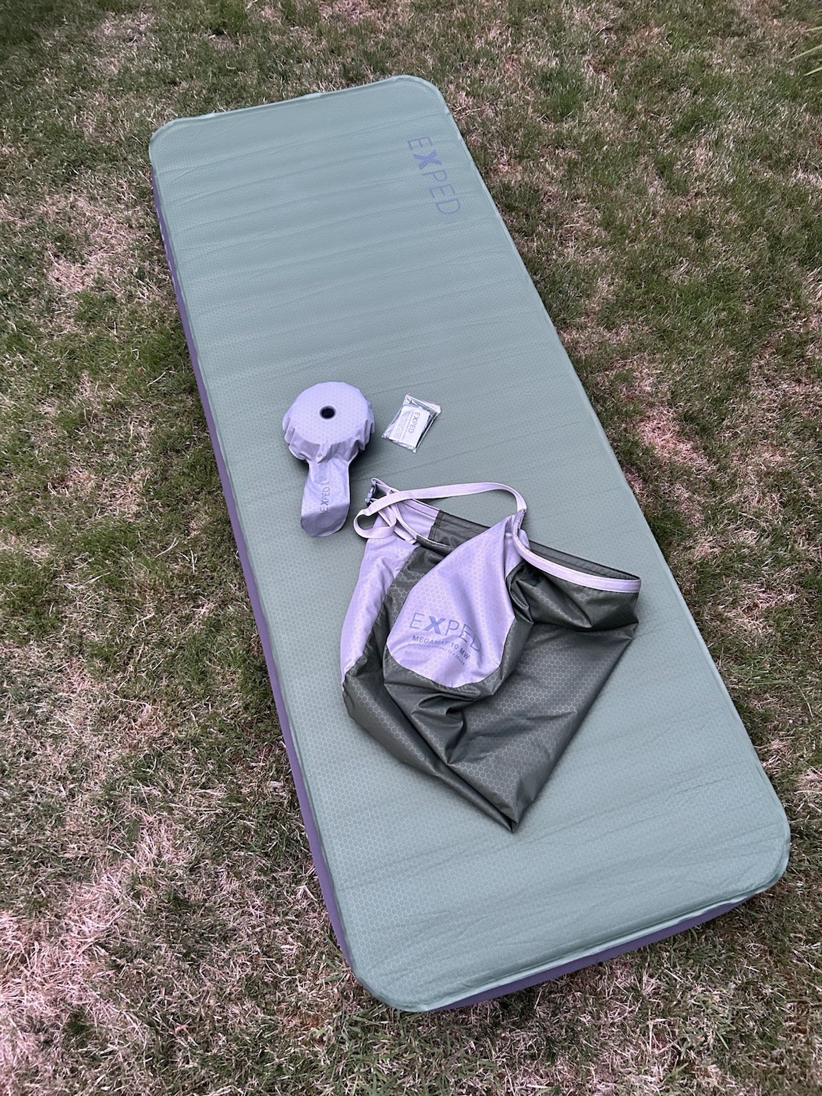 EXPED MegaMat 10 MW Medium Wide Self-Inflating Sleeping Pad w/ Pump & Repair Kit