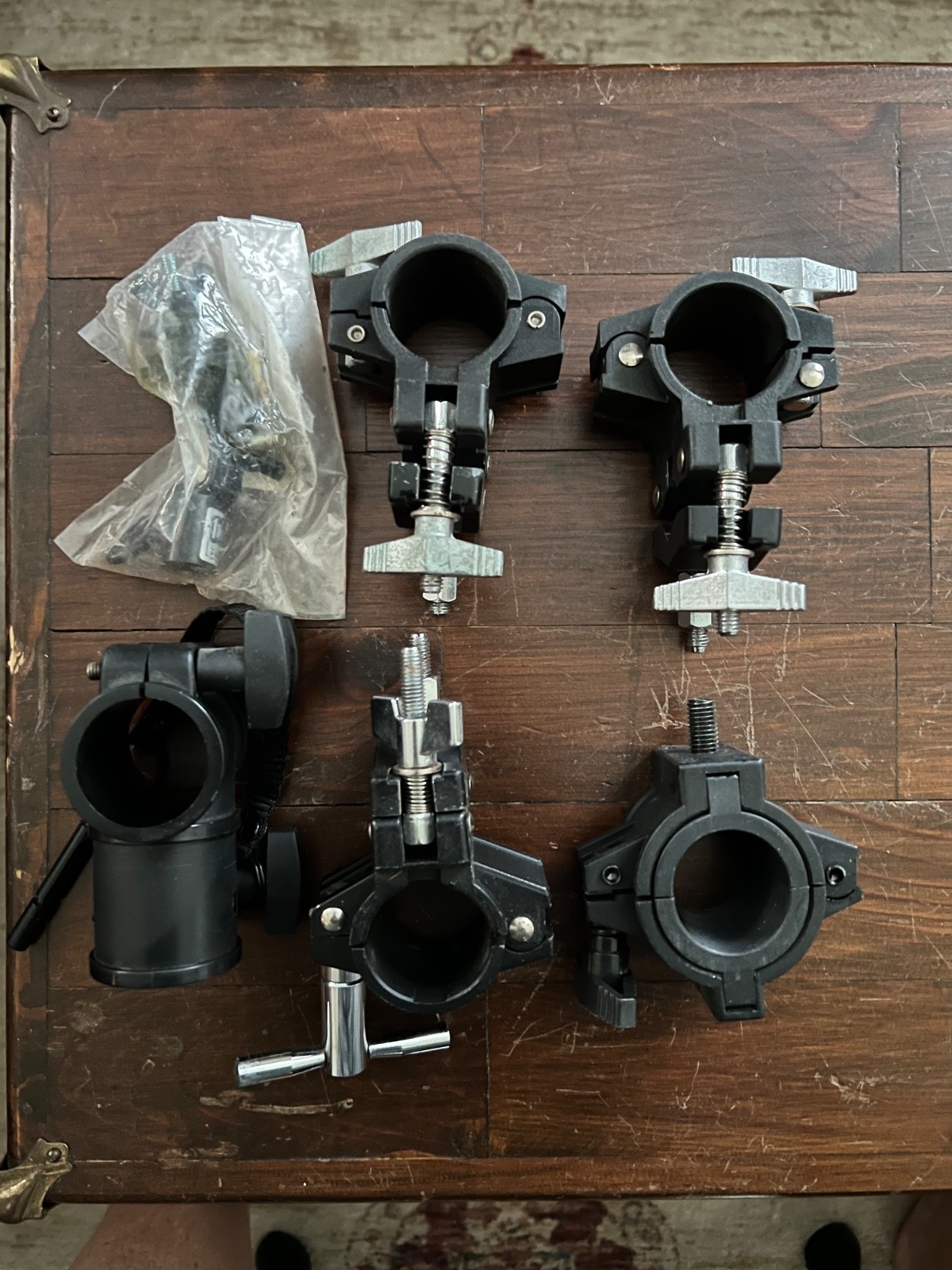 Assorted Drum,  lighting clamps and misc hardware