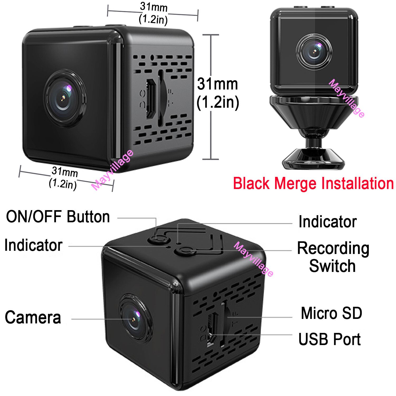 Mini App WiFi Hidden Camera 4K Motion Detection Night Vision Home Security Cam