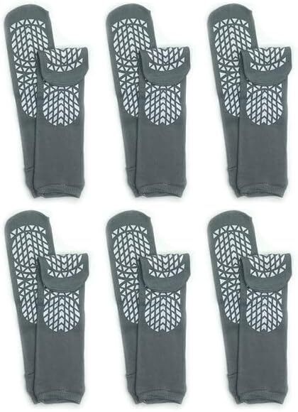 Non Slip Safety Socks Double Sided Tread Hospital Grip Slippers 6 Pairs Soft