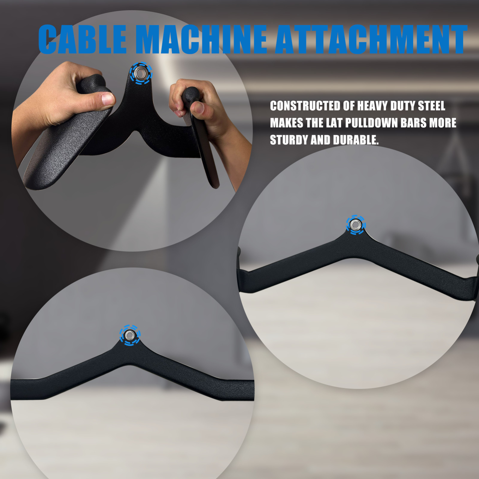 3PCS LAT Pulldown Bar Cable Machine Attachment Back Tricep Bar Strength Training