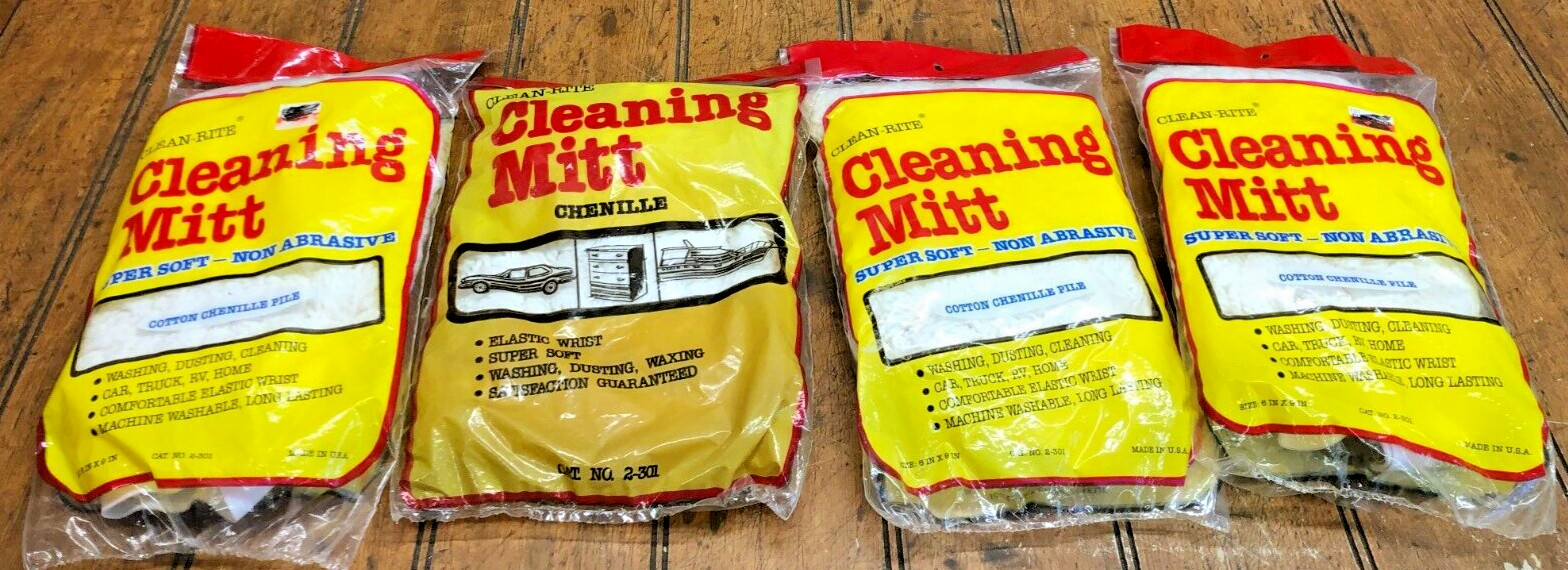 4 New Clean Rite Chenille Cleaning Mitts Vintage