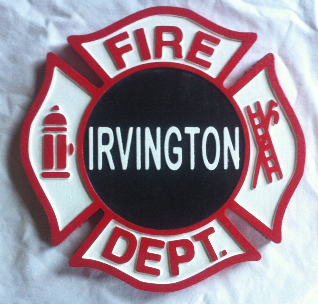 Fire Department Irvington 3D routed carved wood patch sign plaque Custom