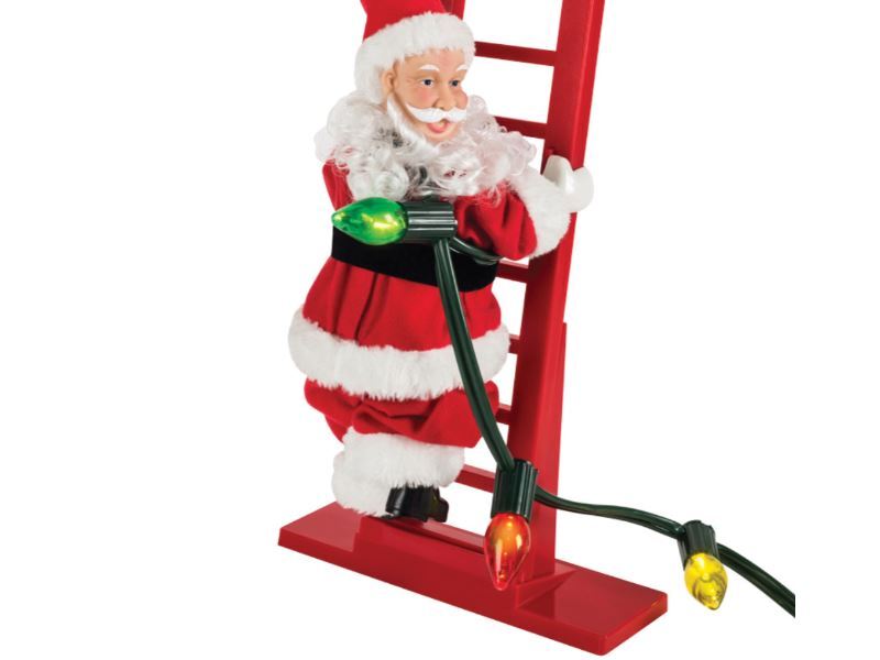 Stepping Santa Claus Climbing Holiday Christmas Ladder Lights Animated Carols