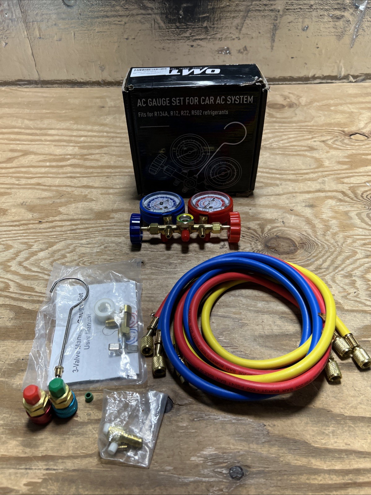 OMT ORION MOTOR TECH AC GAUGE SET FOR CAR AC SYSTEM 5FT 3-WAY AC DIAGNOSIS