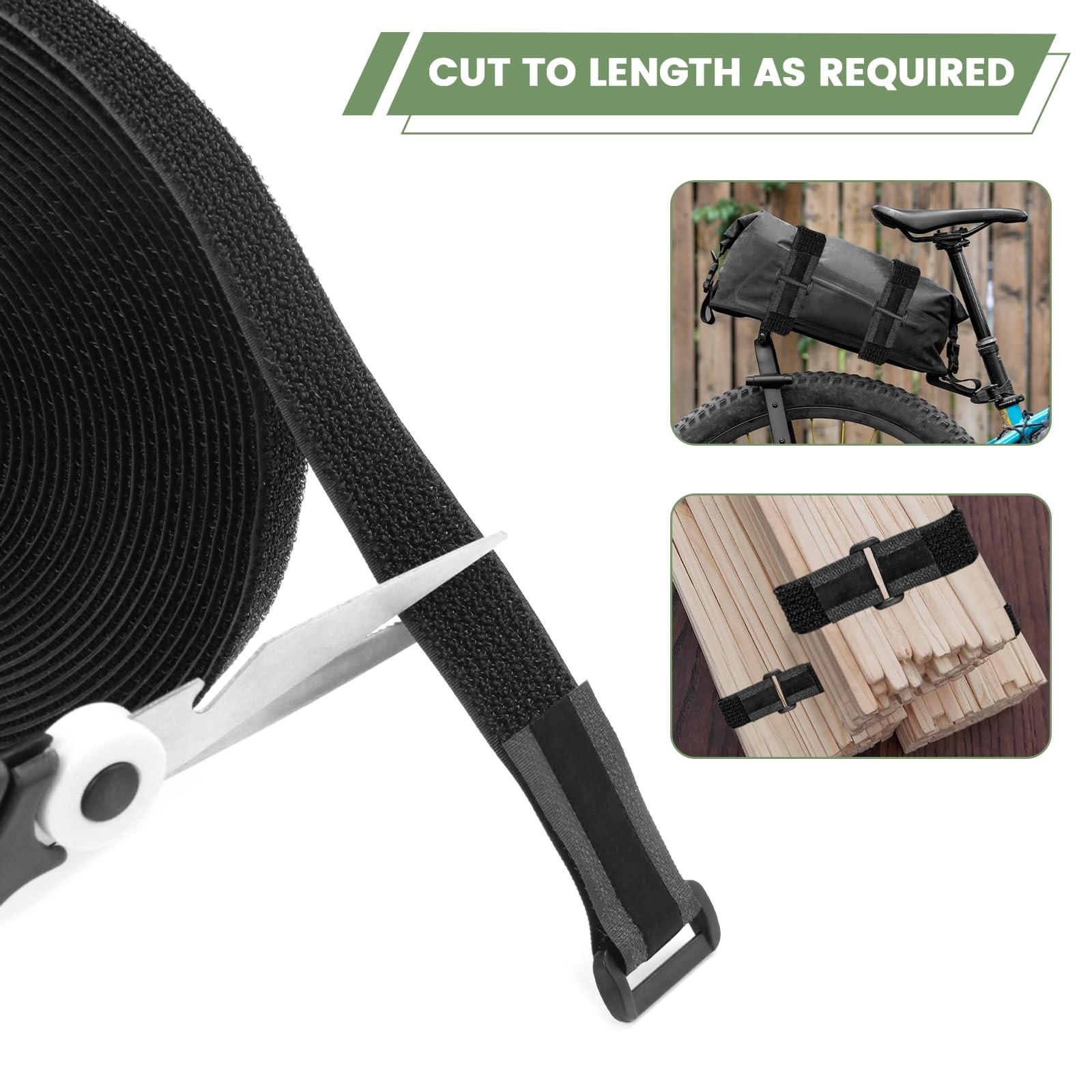 Heavy Duty Hook and Loop Straps with Non-Slip Rubber Backing | 1in x32ft with...