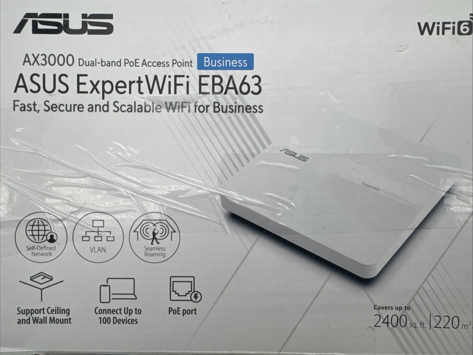 ASUS ExpertWiFi EBA63 AX3000 Dual-Band WiFi 6 PoE Access Point