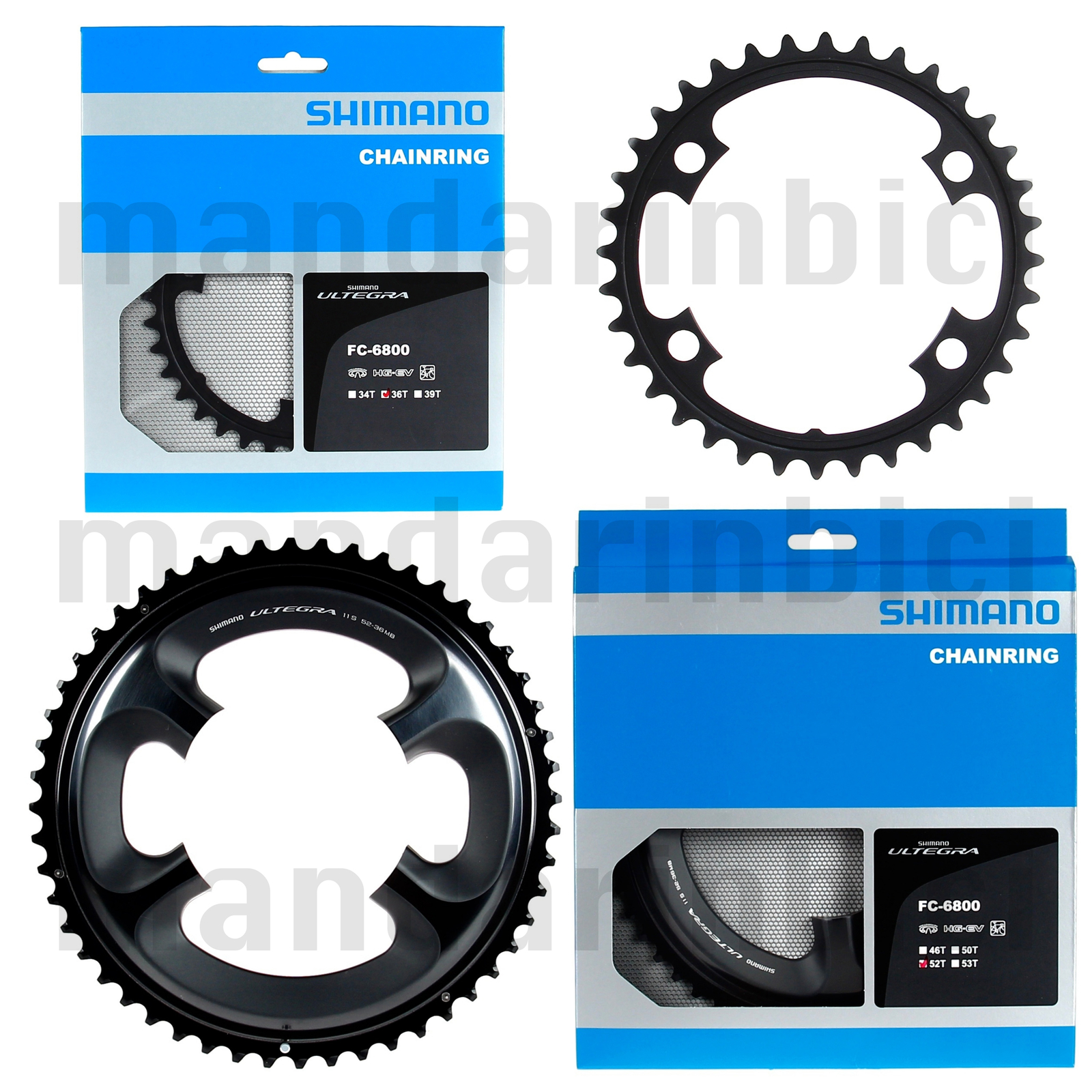 Shimano Ultegra FC-6800 52T & 36T MB Outer/Inner Chainrings 11-Speed (Black)