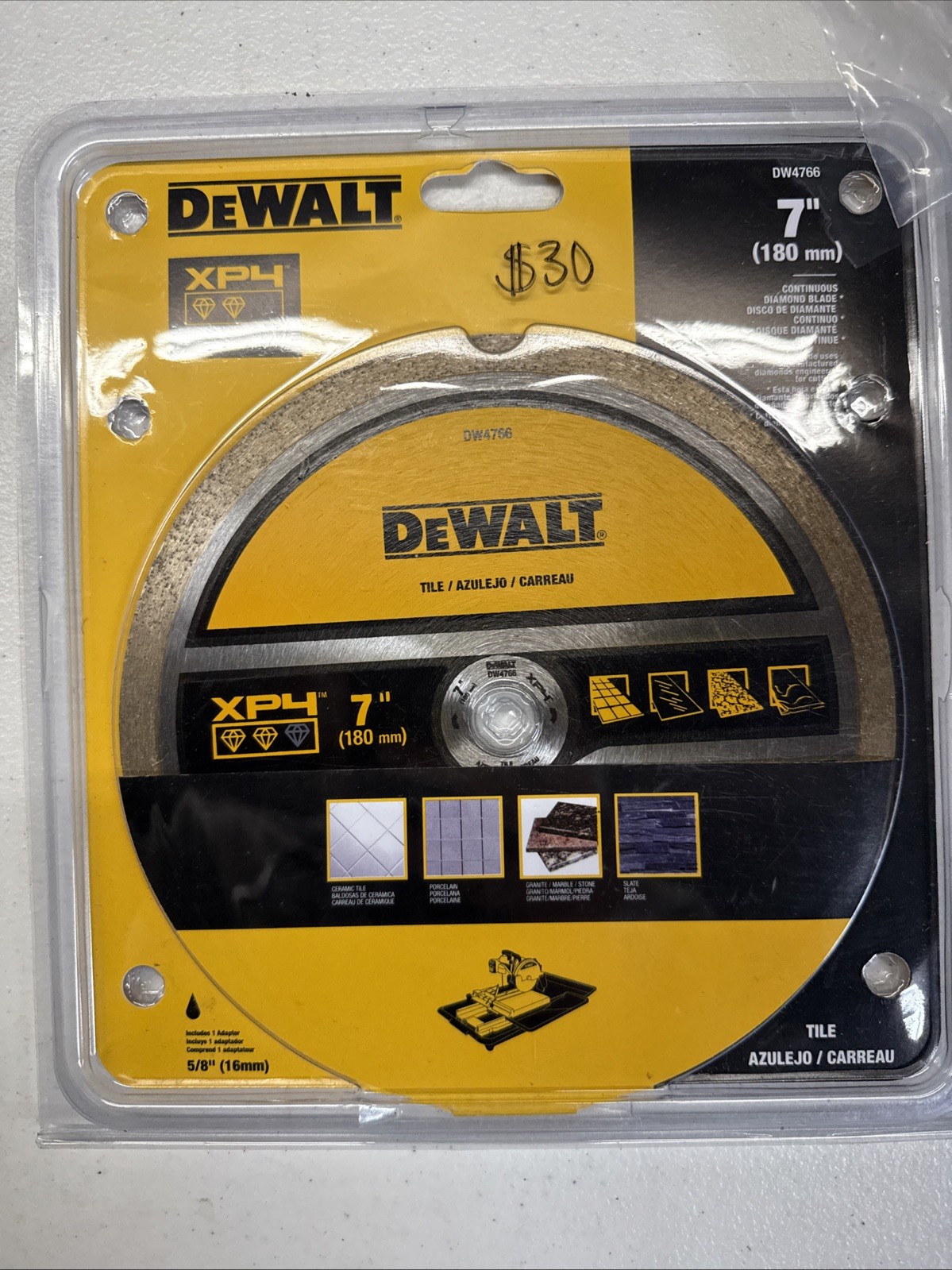 DEWALT DW4766 7'' By .060'' Wet Continuous Diamond Tile Saw Blade