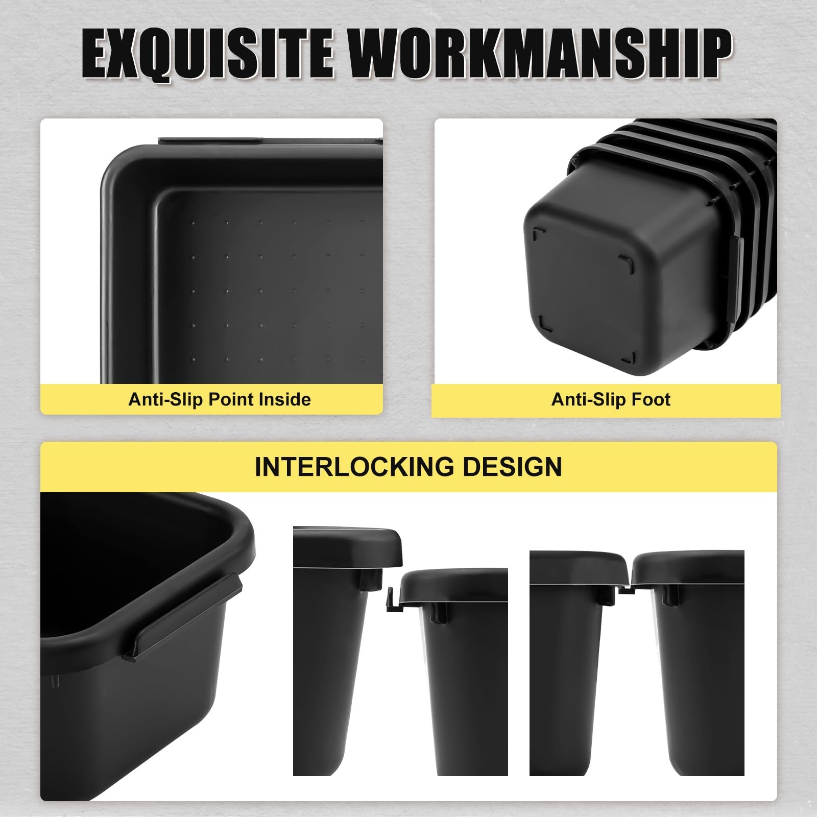 60PCS Tool Box Organizer Tray Divider, More Large Sizes-5 Sizes 60PCS, Black