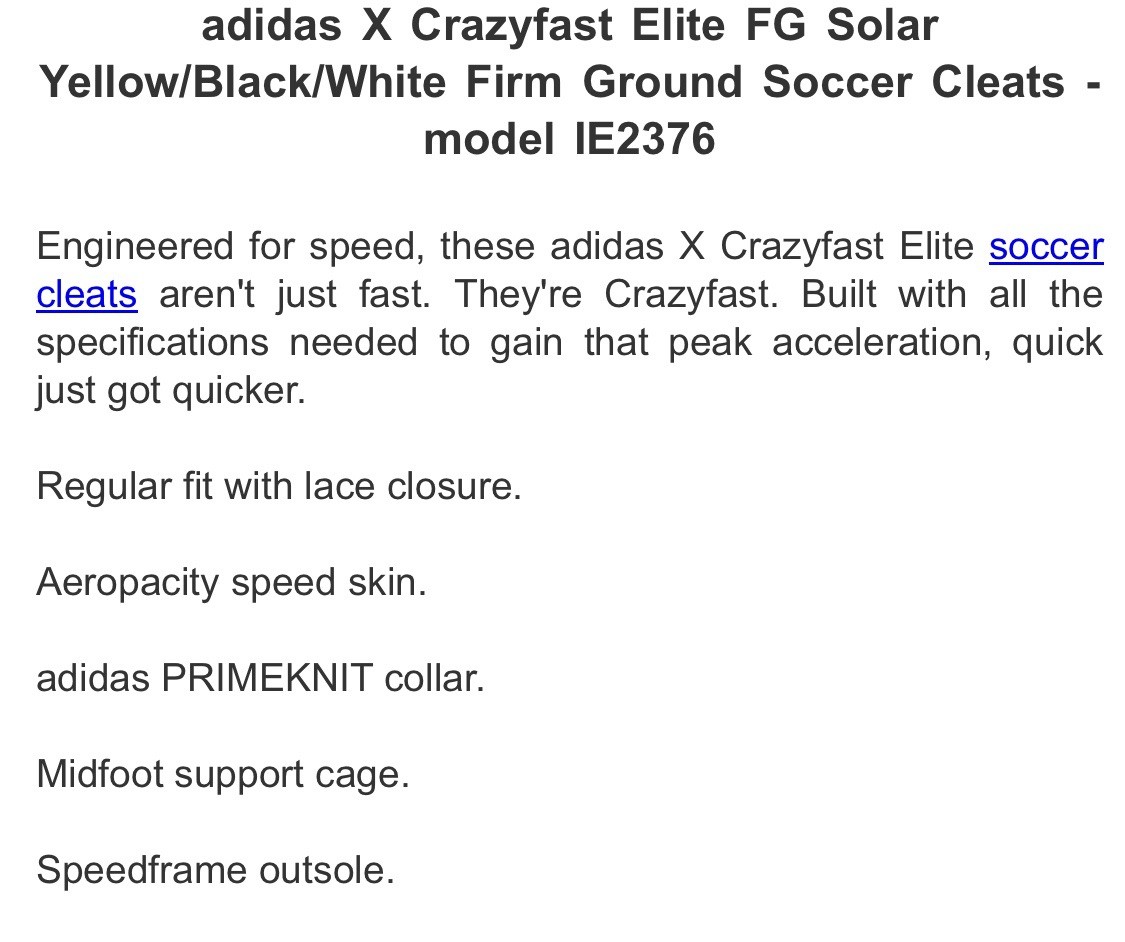IE2376 Men’s 7 adidas X Crazyfast Elite FG Soccer Cleats - 'Solar Energy Pack'