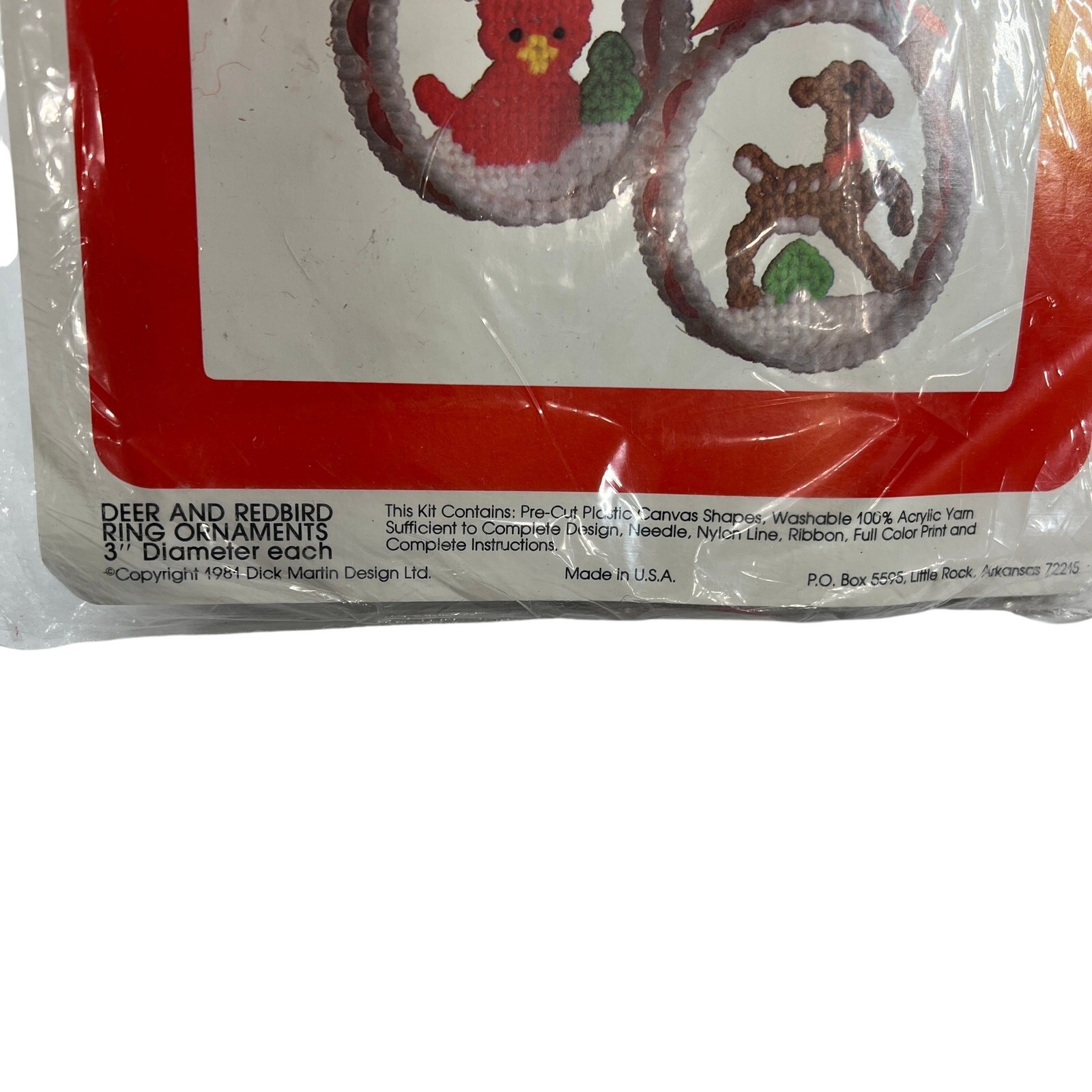 Vintage Canvas Capers Deer & Redbird Ornament Kit 1981 Dick Martin USA