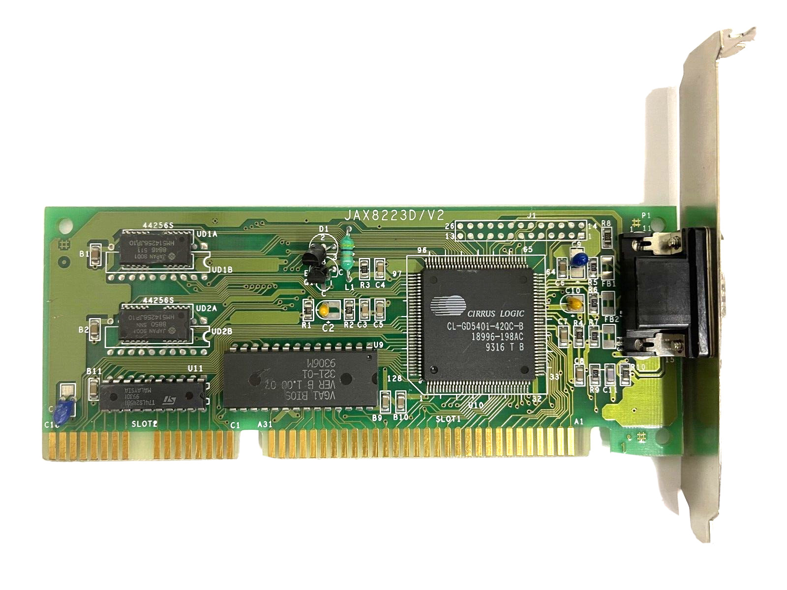 VINTAGE JAX8223D/V2 CIRRUS LOGIC CL-GD5401-42QC-8 16 BIT ISA VGA CARD MXB70A