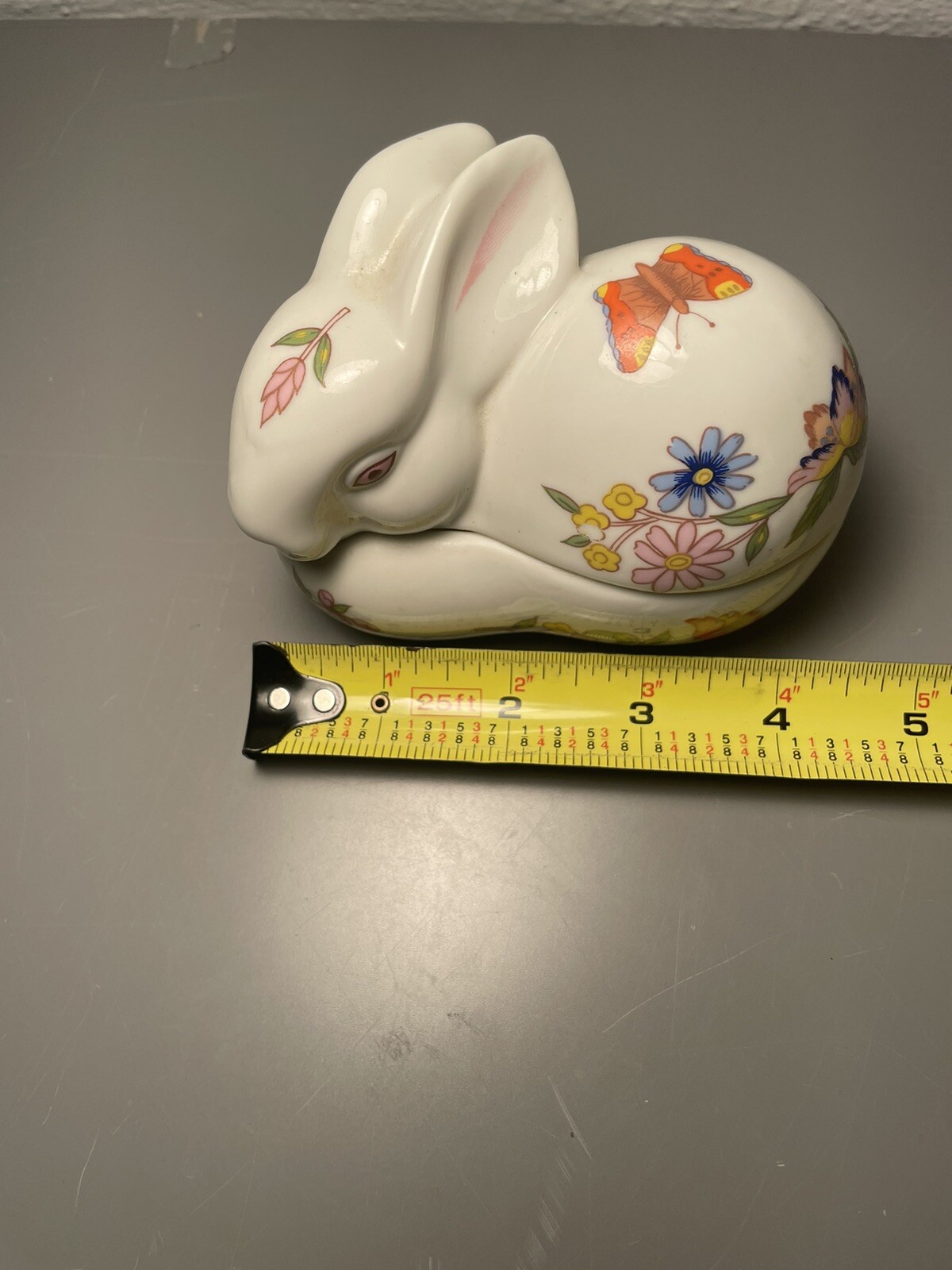 Trinket Box Rabbit Flowers Ceramic Easter Spring