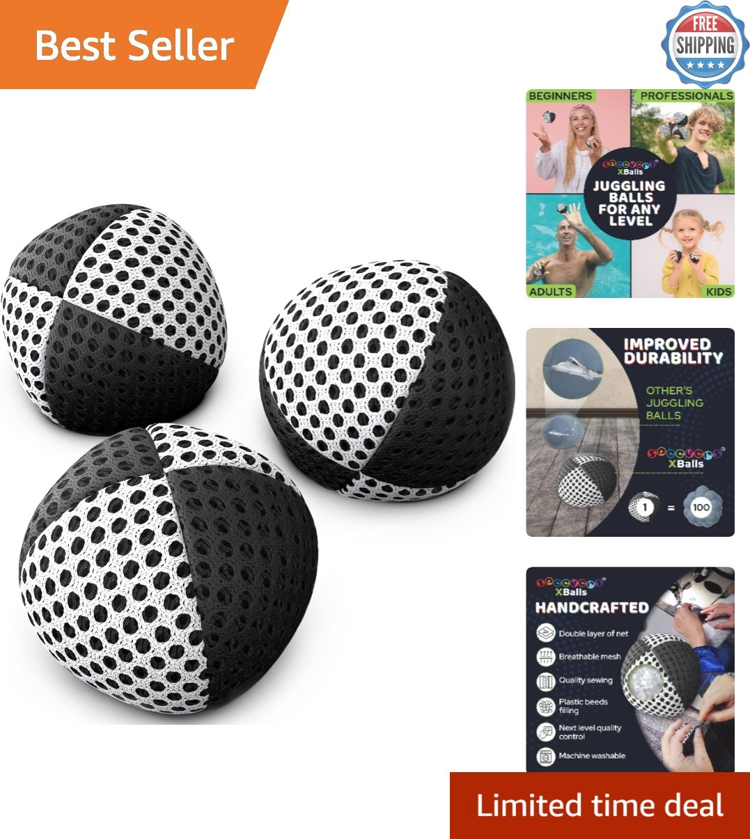 Juggling Balls Set of 3 - Customizable Colors & Lightweight 3.9 oz for All Ages