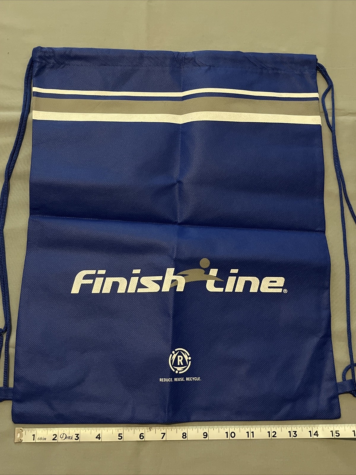 New Finish Line Shoe Store ECO Bag Reusable Drawstring Backpack NWT 19”x15”