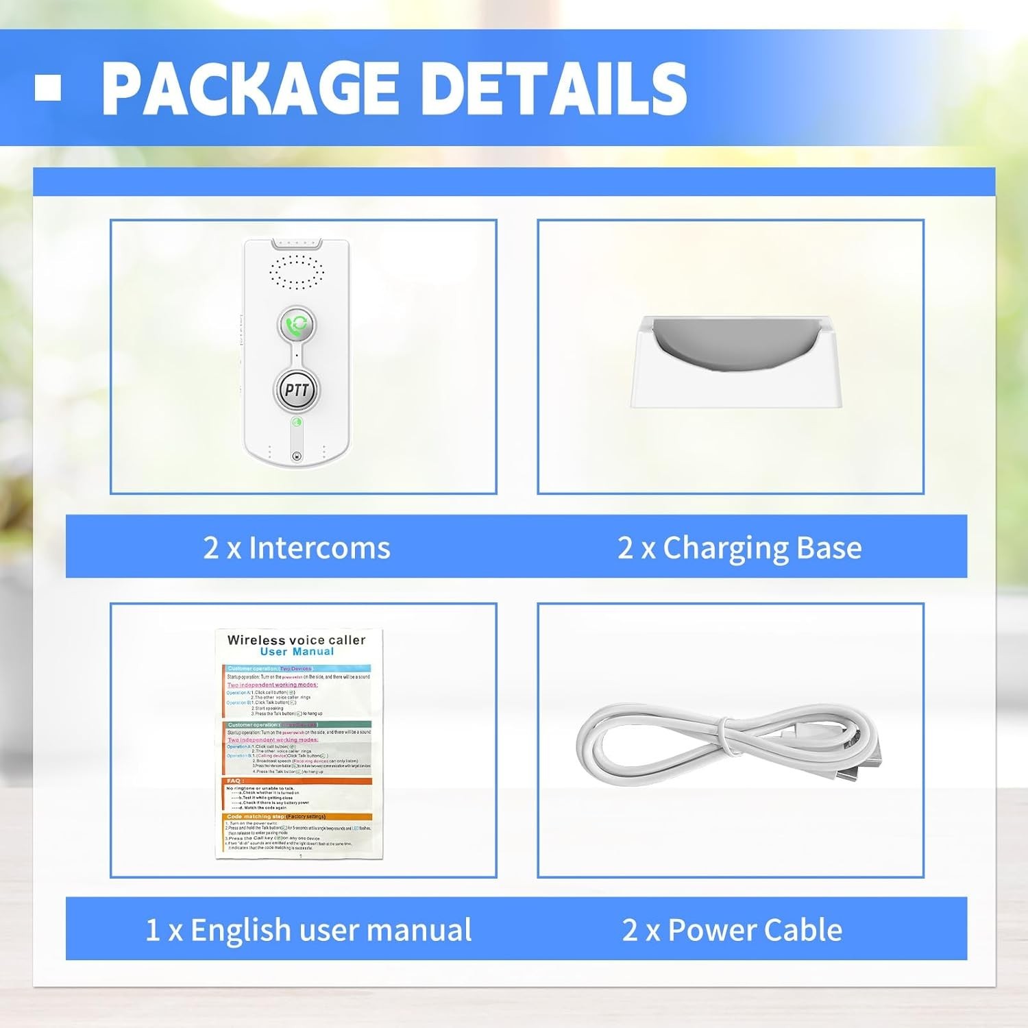 2 Way Intercom for Home,Wireless Intercom System Portable,Long Range,Push to ...