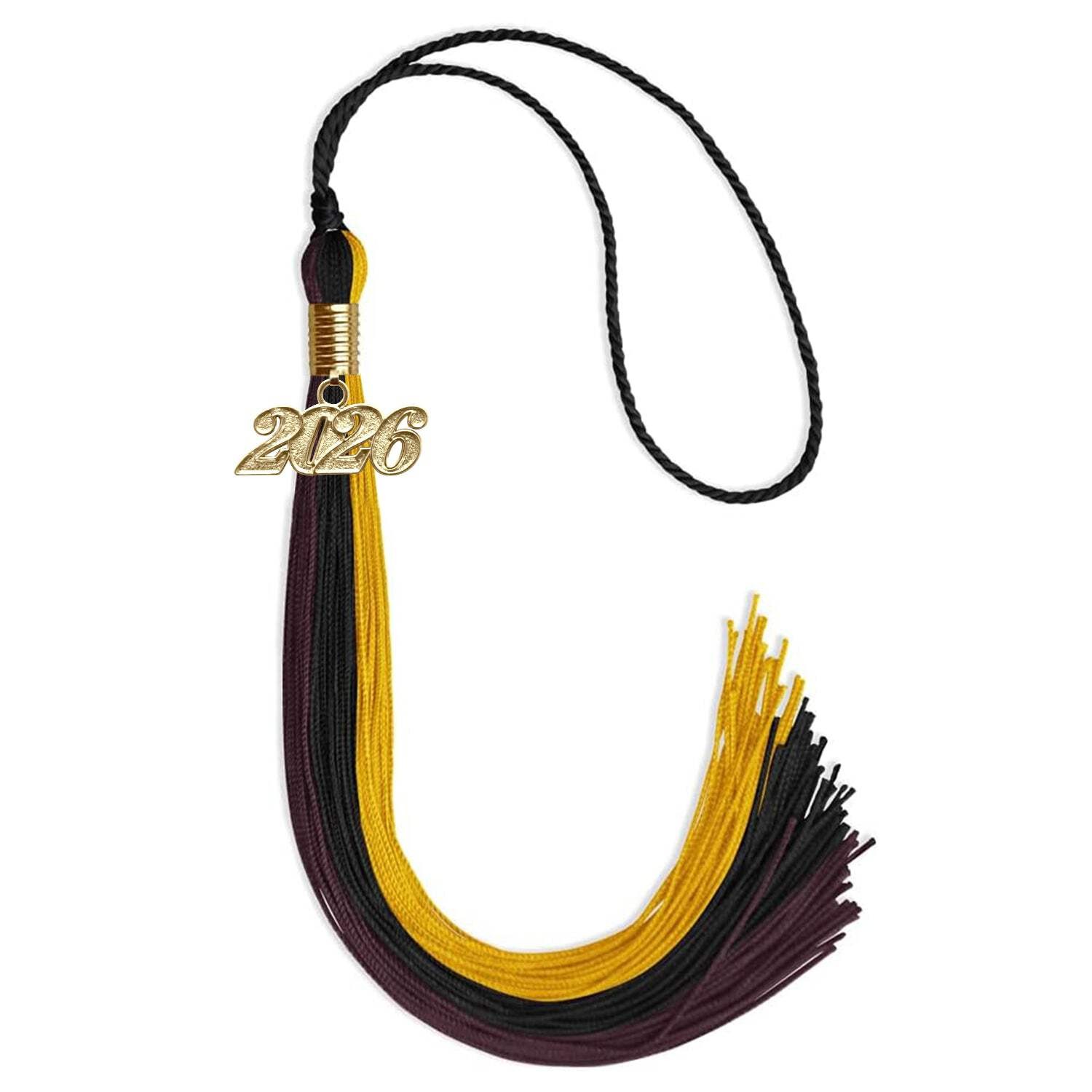 Endea Graduation Black/Gold/Maroon Tassel With Gold Date Drop