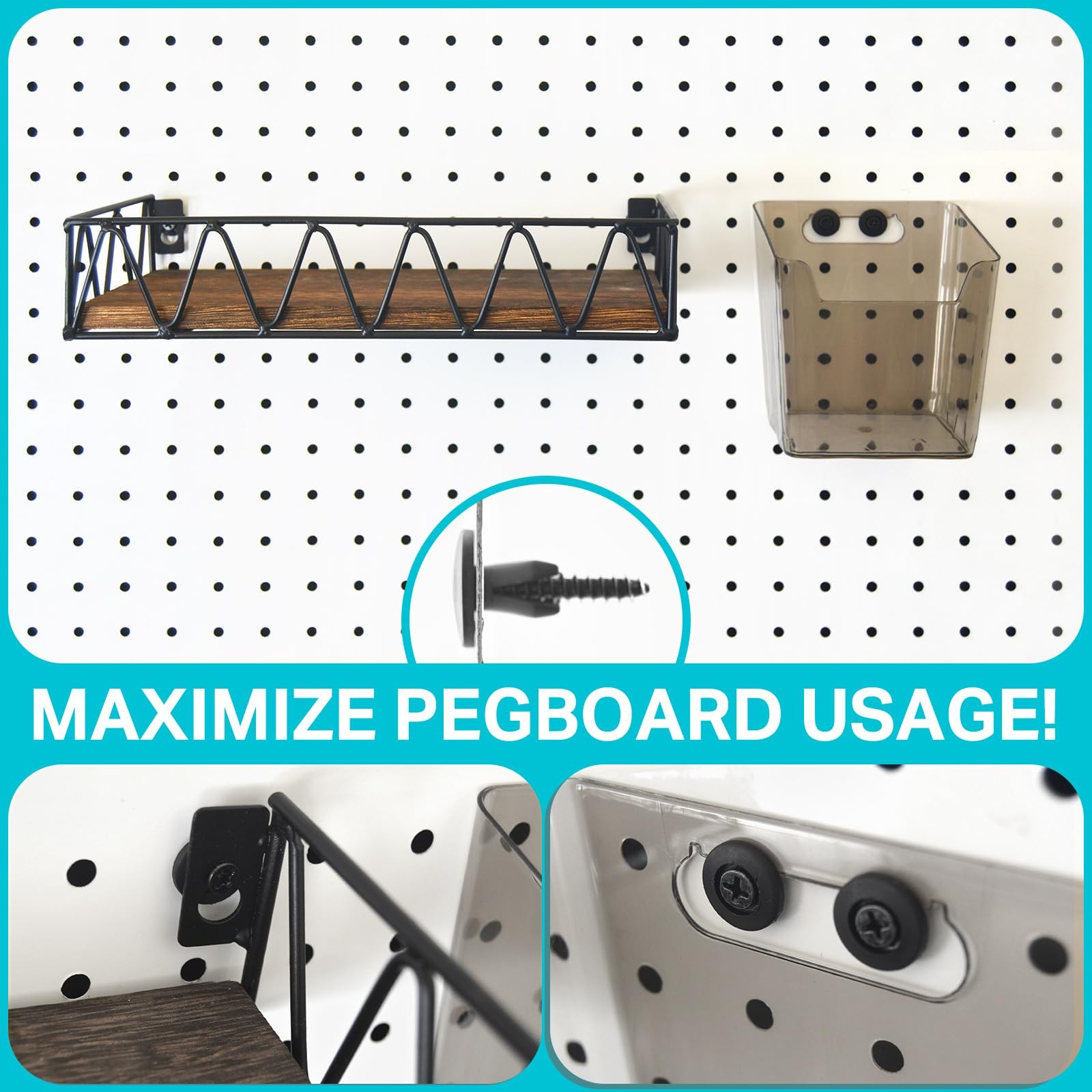 G.CORE Pegboard Peg Hooks Accessories - 40 Set Pegs with Inserts Small, Black