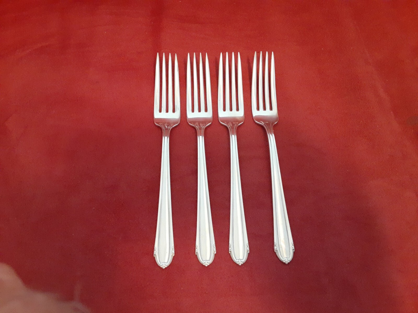 Wallace silverplate Lady Alice 1937 lot of 4 dinner forks 7 5/8" NM polished