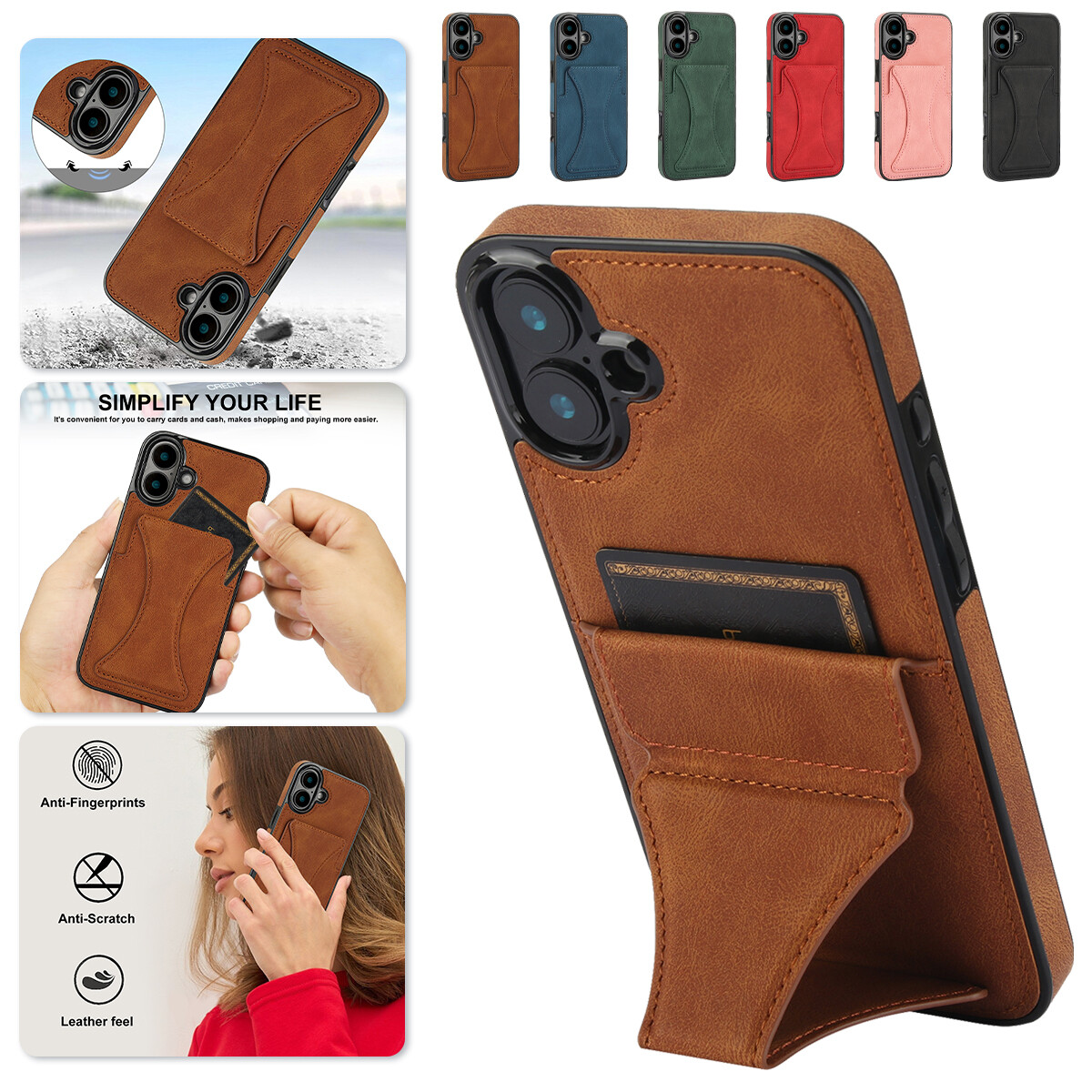 Case For iPhone 16 15 14 13 12 11 Pro Max Magnetic Leather Card Holder Wallet