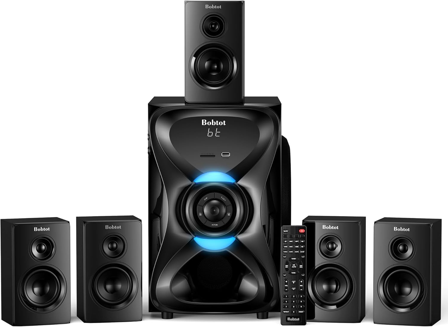 Bobtot 5.1 1000W  Surround Sound Systems Wireless Rear Satellite Speakers ARC