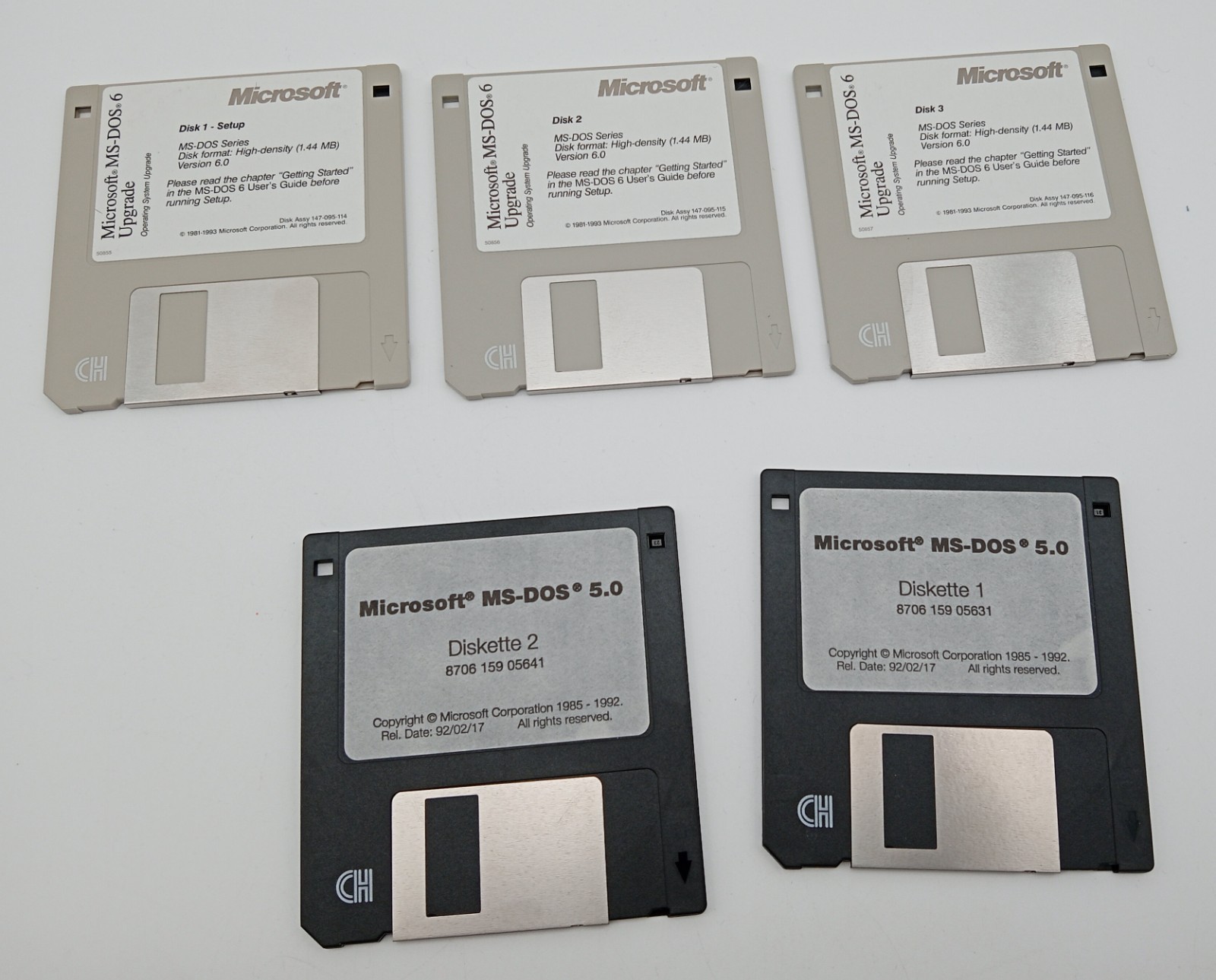 Microsoft MS-DOS 6.0 Upgrade & MS-DOS 5 .0 Operating System 3.5" Disk vtg LOT